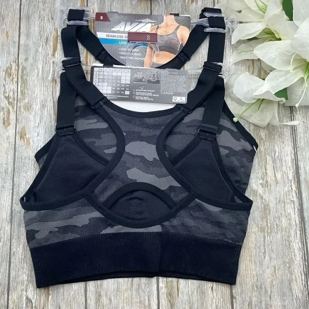 Womens Seamless Moisture Wicking Active Workout Keyhole Sports Bra 2-Pack Size S